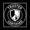 CERTIFICATION BATCH , BLACK AND WHITE WITH JUST TRUSTED AND CERTIFIED WORD IN IT